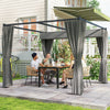 10' x 10' Retractable Pergola Canopy with Sidewalls, Metal Outdoor Gazebo Sun Shade Shelter, Light Grey