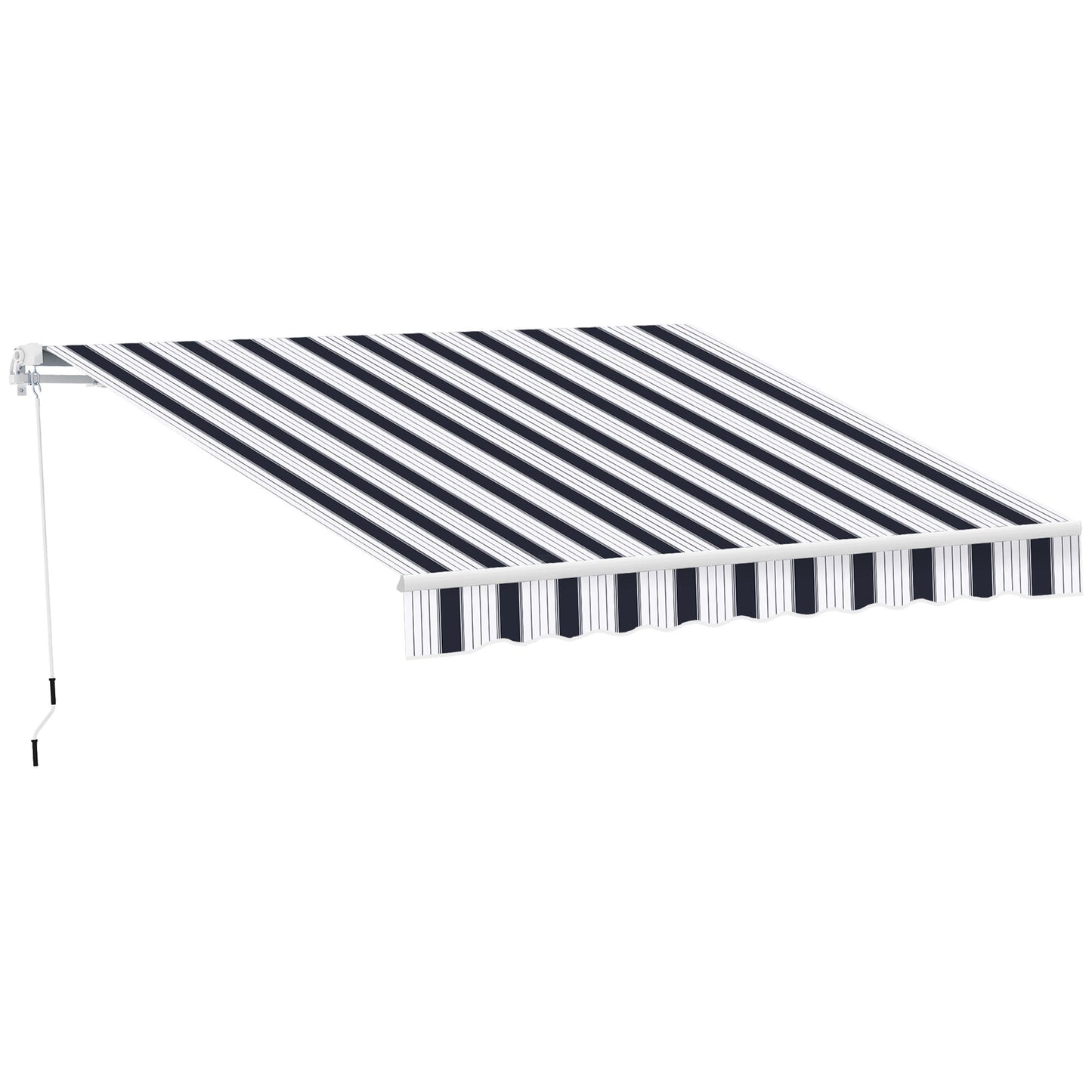 8' x 7' Retractable Awning, Patio Awnings, Sunshade Shelter with 280 g/m² UV & Water-Resistant Fabric and Aluminum Frame for Deck, Balcony, Yard, Blue and White