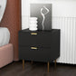 Bedside Table, Modern Nightstand with 2 Drawers, Side End Table with Metal Legs for Living Room, Bedroom, Black