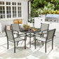 5 Piece Outdoor Dining Set with Round Table and 4 Stackable Chairs, for Backyard, Lawn, Deck, Balcony, Pool Side - Dark Grey