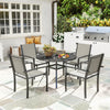 5 Piece Outdoor Dining Set with Round Table and 4 Stackable Chairs, for Backyard, Lawn, Deck, Balcony, Pool Side