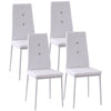 Set of 4 Tufted High-Back Dining Chairs - White