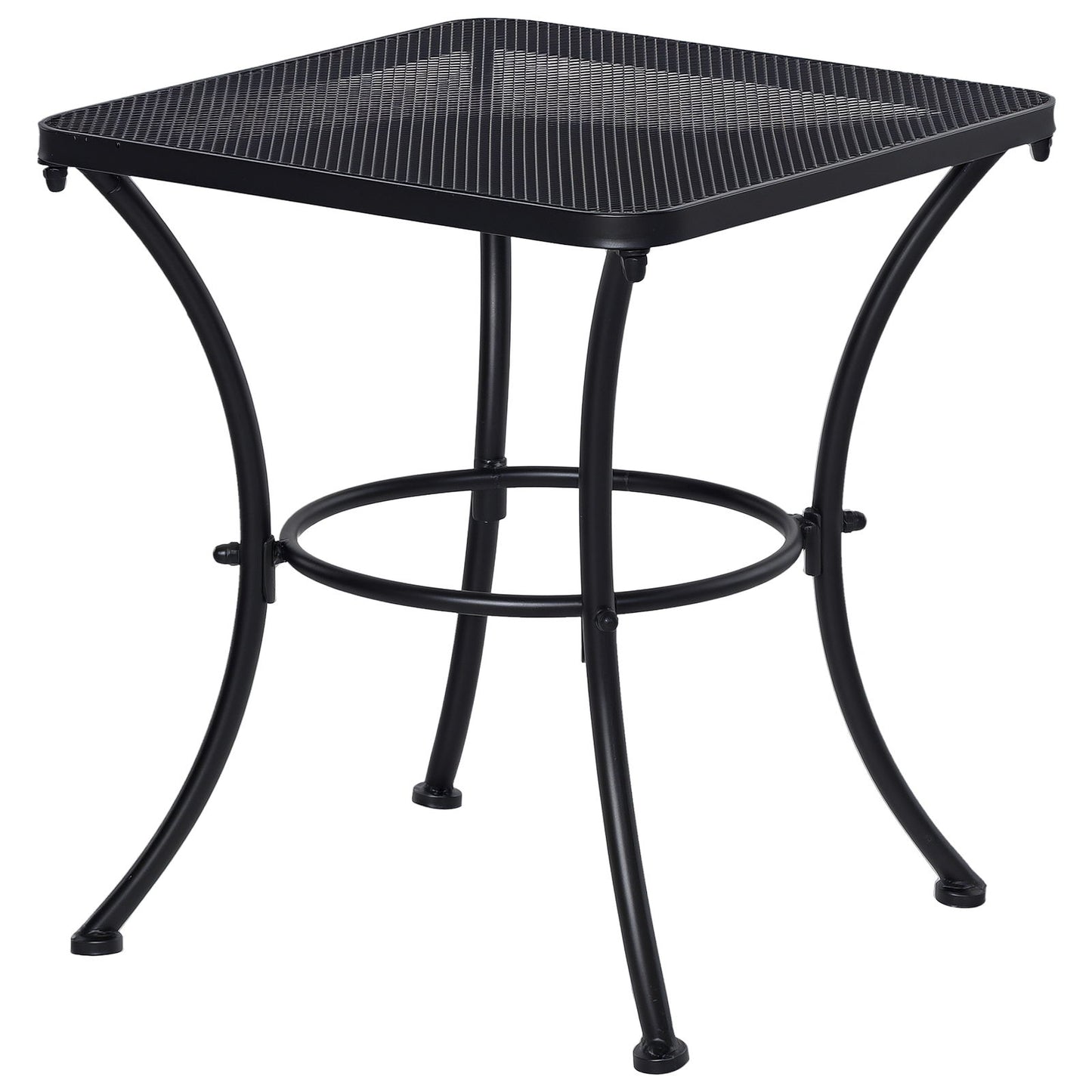 Square Outdoor Side Table, Metal Outdoor Patio Table, Garden Coffee Side Bistro Tables with Mesh Grid Top for Balcony, Porch, Backyard, 17.7" x 17.7" x 19.7", Black