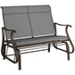 Garden Double Gliding Chair, Patio Glider Armchair for Outdoor, Backyard Mesh Seat and Backrest, Steel Frame, Light Grey