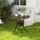 30-inch Round Patio Dining Table with Umbrella Hole Cast Aluminium Outdoor Bistro Table, Brown