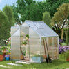 6' x 6' x 6.5' Polycarbonate Greenhouse, Walk-in Green House with Adjustable Roof Vent, Galvanized Base, Sliding Door and Rain Gutter for Outdoor, Garden, Backyard, Clear