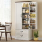 72" LED Pantry Cabinet with 2 Drawers - White