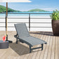 Adjustable Lounge Chair, Outdoor Patio Chaise Recliner with Pull-out Tray and 2 Wheels