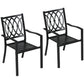 2 PCs Dining Chairs, Outdoor Armchairs, Stackable Design, Black