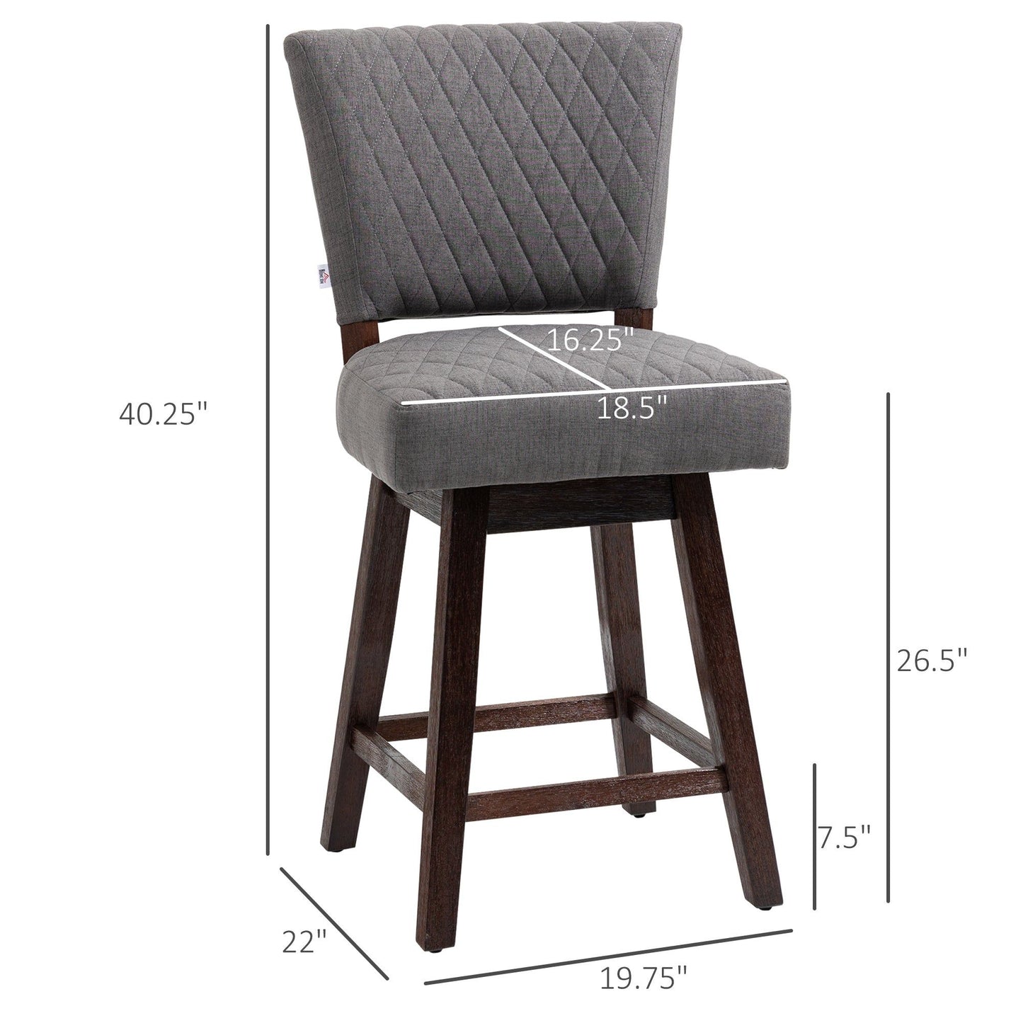 Swivel Counter Height Bar Stools Set of 2 - Dark Grey