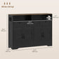 Buffet Sideboard with 4 Barn Doors and 3 Drawers - Black
