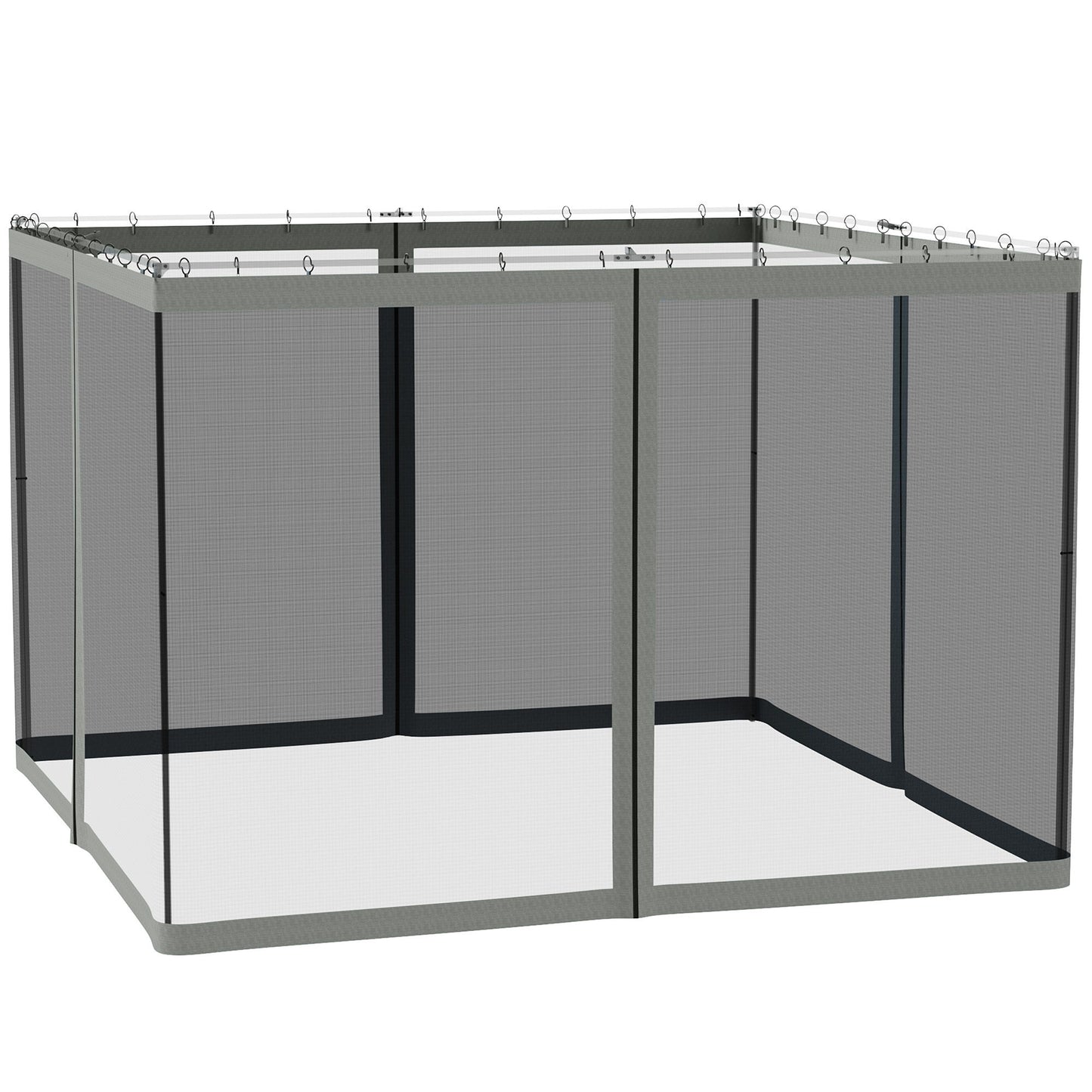 Replacement Mosquito Netting for Gazebo 10' x 10' Black Screen Walls for Canopy with Zippers for Parties and Outdoor Activities, Dark Grey