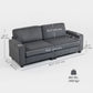 Three Seater Sofa, Fabric 3 Seater Couch with Spring Cushion and Cup Holders for Living Room, Bedroom, Dark Grey