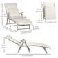 Lounge Chair Outdoor, Folding Patio Chaise Lounger, 360 lbs 7-Position Adjustable Back Outdoor Recliner with Cushion, Headrest for Garden, Backyard, Poolside, Cream White