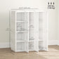 Portable Wardrobe, Foldable Plastic Closet with 8 Compartments, 2 Hanging Rods and Magnetic Doors, White