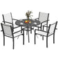 5 Piece Outdoor Dining Set with Round Table and 4 Stackable Chairs, for Backyard, Lawn, Deck, Balcony, Pool Side
