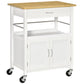 Kitchen Cart with Storage Drawer and Side Hooks - White