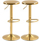 Steel Bar Stools Set of 2, Adjustable Counter Height Round Breakfast Barstools, Industrial Swivel Bar Chairs, Gold