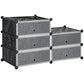 6-Tier Shoe Rack, 6 Cube Storage Organizer with Doors, DIY 6-Cube Modular Cabinet for Living Room, Black