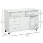 Lateral Mobile Filing Cabinet with Lock - White