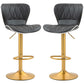 Counter Height Swivel Bar Stools Set of 2, PU Leather - Black