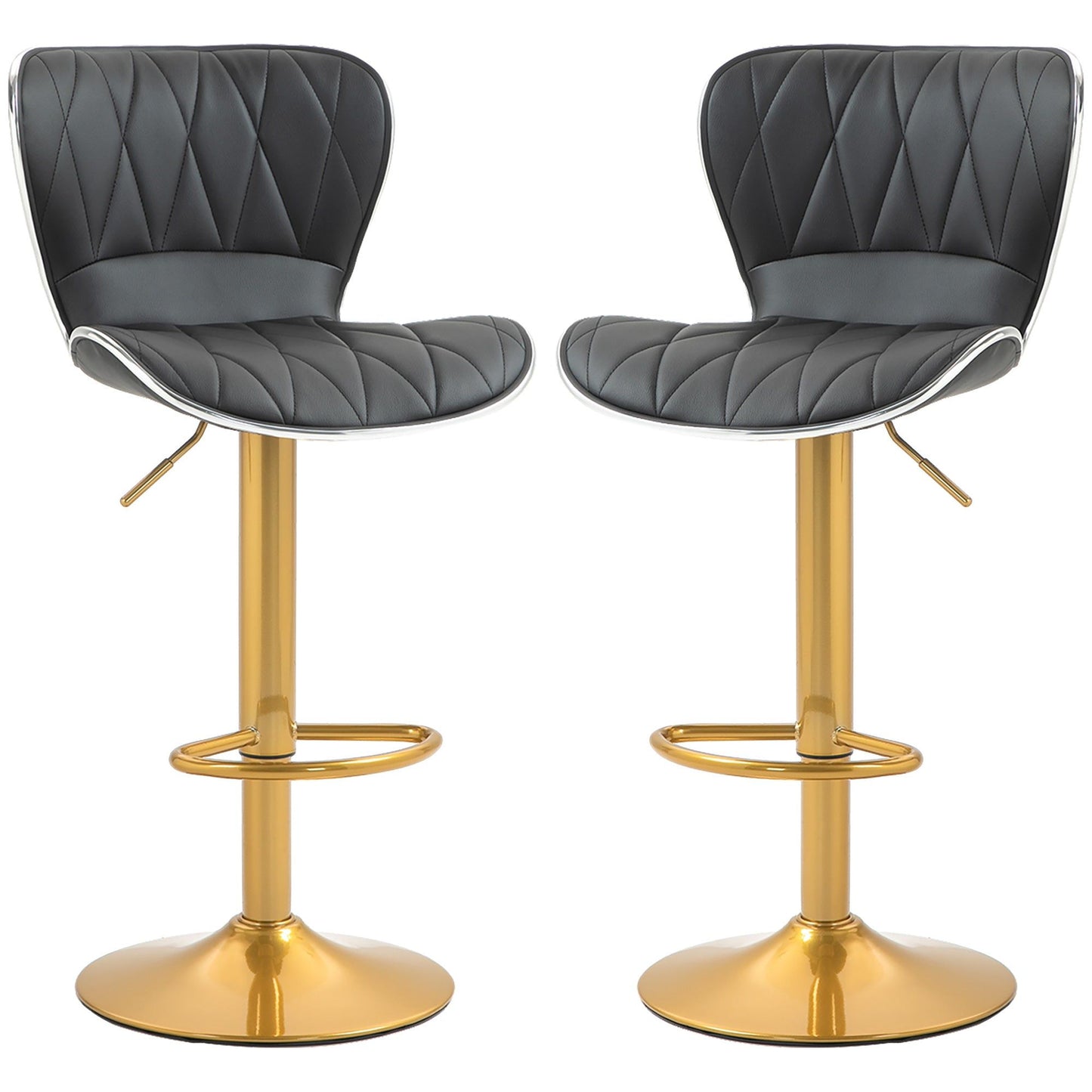 Counter Height Swivel Bar Stools Set of 2, PU Leather - Black