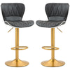 Counter Height Swivel Bar Stools Set of 2, PU Leather - Black