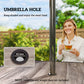 Outdoor Dining Table for 4, Square Patio Table with Umbrella Hole, Shelf, Faux Wood Top for Garden, Backyard, Grey