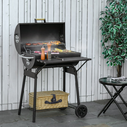 30" Charcoal BBQ Grill with Adjustable Rack & Storage Shelf