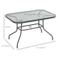 Metal Garden Dining Table with Umbrella Hole, Outdoor Patio Table with Tempered Glass Top, 47.25" x 31.5"