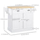 Rolling Kitchen Island with Wood Top and Drawer - White