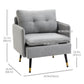 Accent Chair, Upholstered Armchair with Tufted Back Cushion and Steel Legs for Living Room, Bedroom, Grey