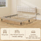 King Size Bed Frame with Upholstered Headboard, Modern Platform Bed Frame with Wood Slats, 1100 lbs Capacity, Cream White