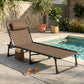 Outdoor Folding Chaise Lounge, Reclining Lounge Chair with Adjustable Backrest and Removable Pillow, Brown