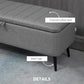 40" Ottoman with Storage, Linen Upholstered Storage Ottoman Bench with Steel Legs for Living Room, Bedroom Grey