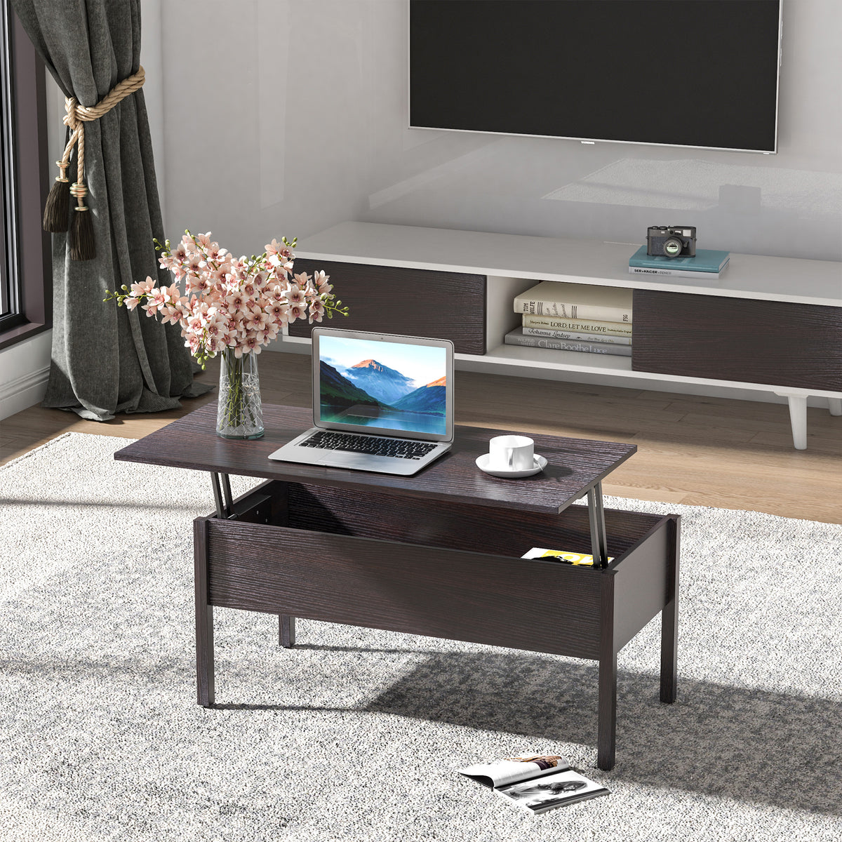 39" Modern Lift Top Coffee Table with Hidden Storage Compartment, Center Table for Living Room, Coffee