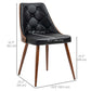 Dining Chairs Set of 2, Tufted Kitchen Chairs, PU Leather Upholstered Seats and Steel Legs for Dining Room, Black