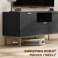 Modern TV Console for TVs up to 50 Inch, Entertainment Center with Smart RGB LED Lights and Soft Close Doors, Black