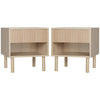 Nightstands Set of 2 with Drawer and Shelf - Natural Wood