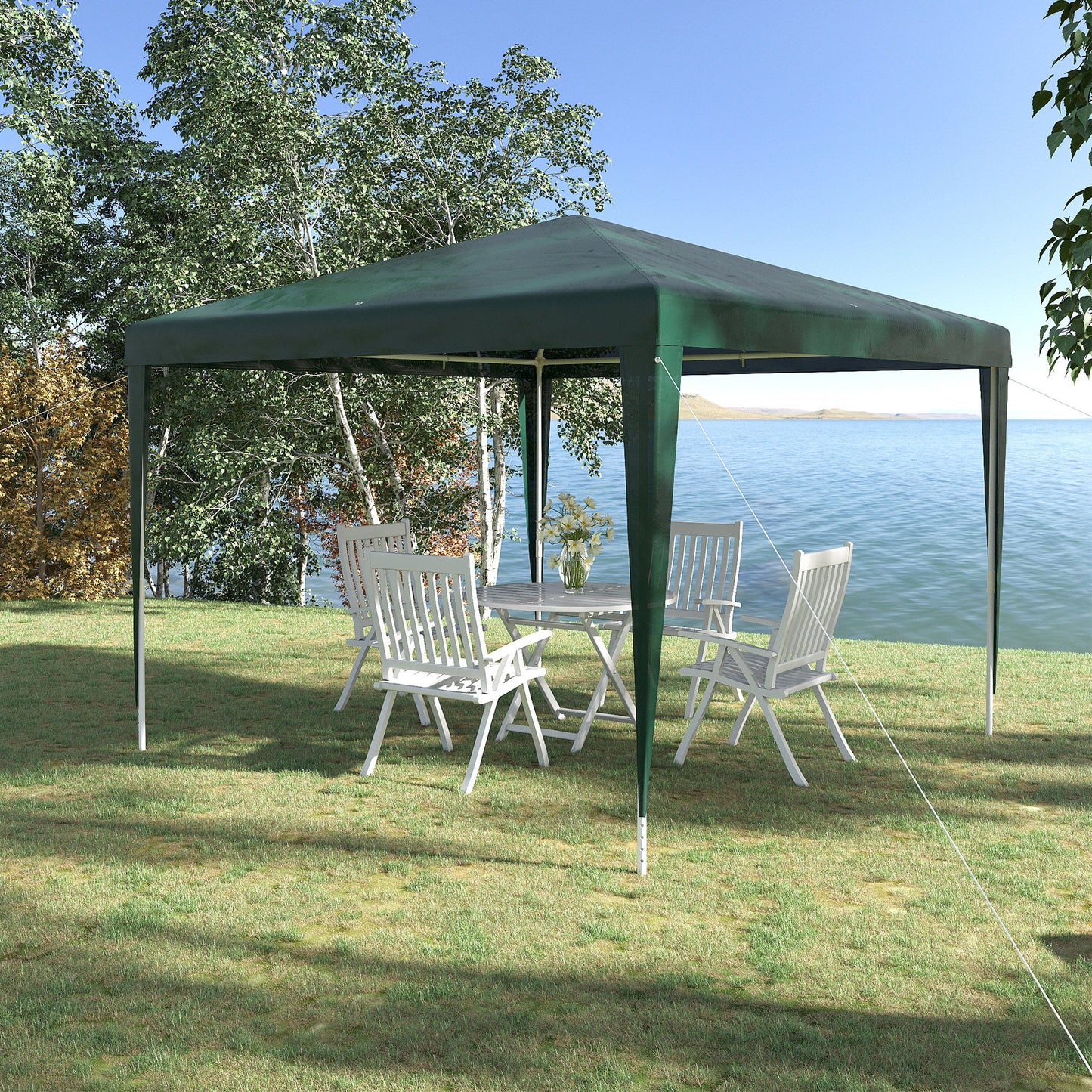 10x10ft Party Tent Portable Gazebo, Folding Garden Canopy Event Shelter Outdoor Sunshade Green