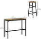 3-Piece Counter Height Bar Table and Chairs Set for 2 - Rustic Brown