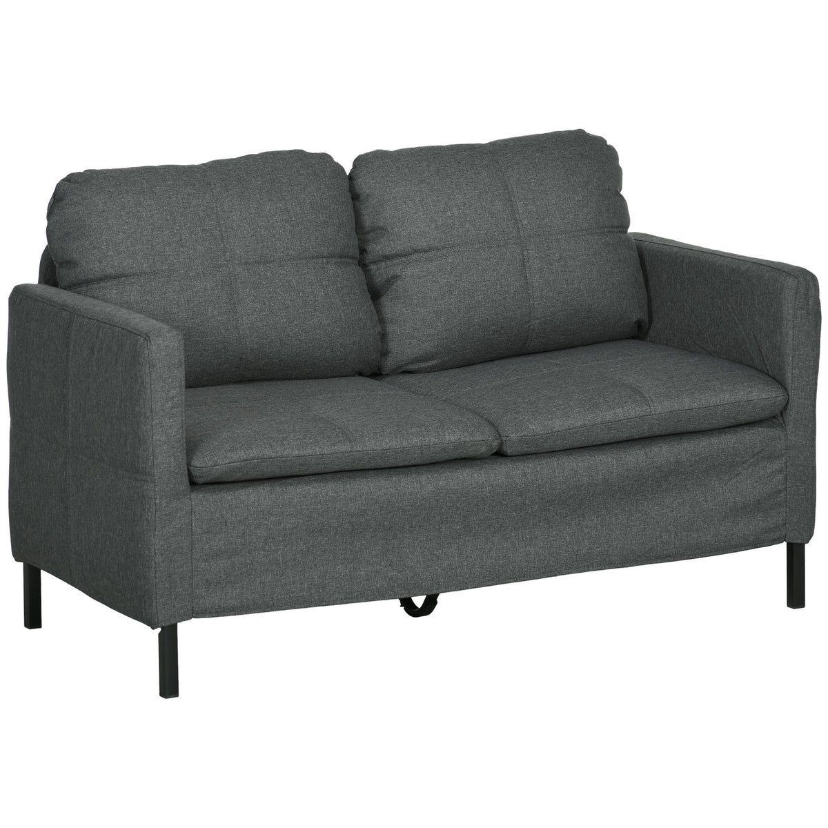 53" Two-Seater Sofa with Steel Legs - Dark Grey