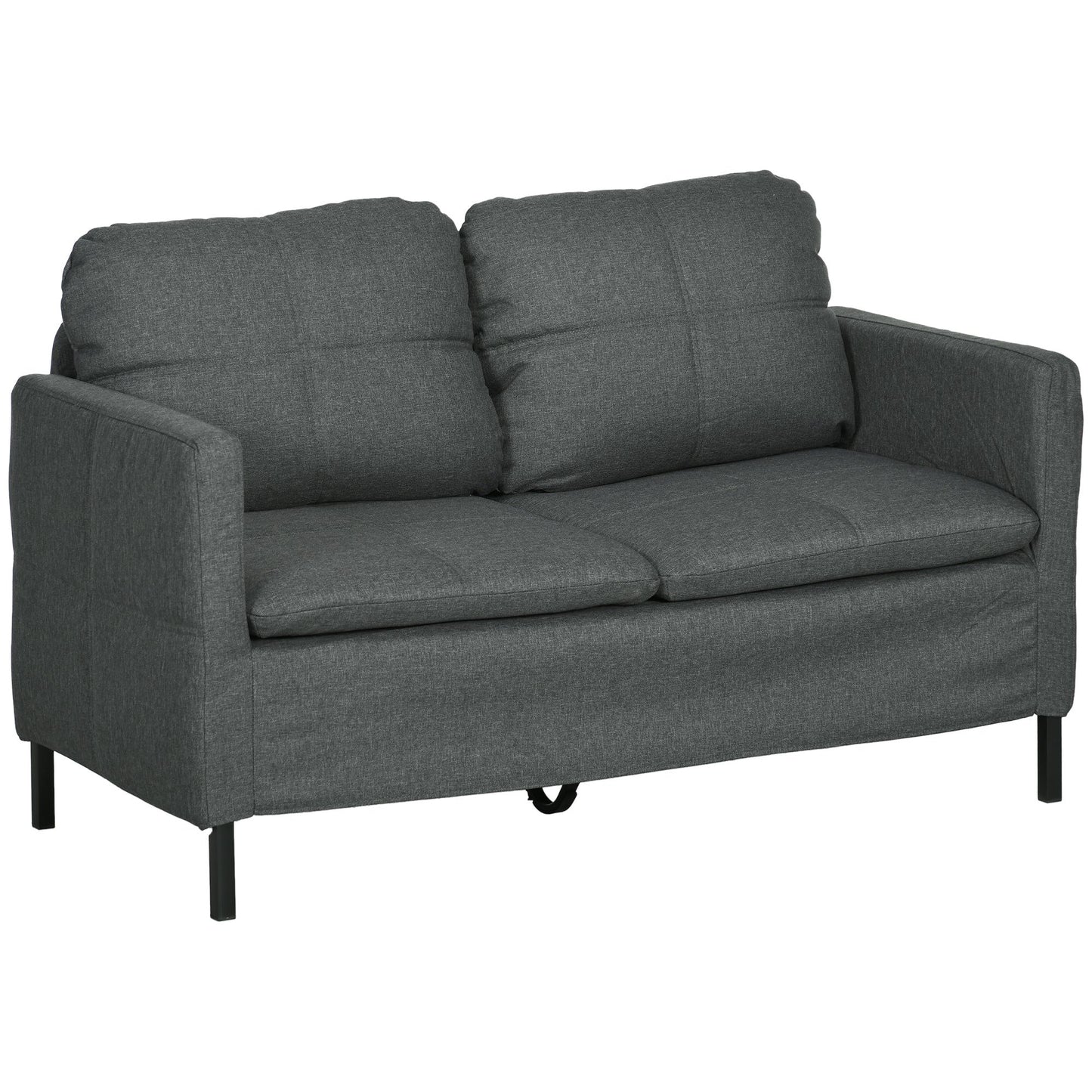 53" Two-Seater Sofa with Steel Legs - Dark Grey