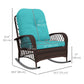 Outdoor Wicker Rattan Rocking Chair Patio Rocker with Thick Cushions for Garden Backyard Porch, Turquoise