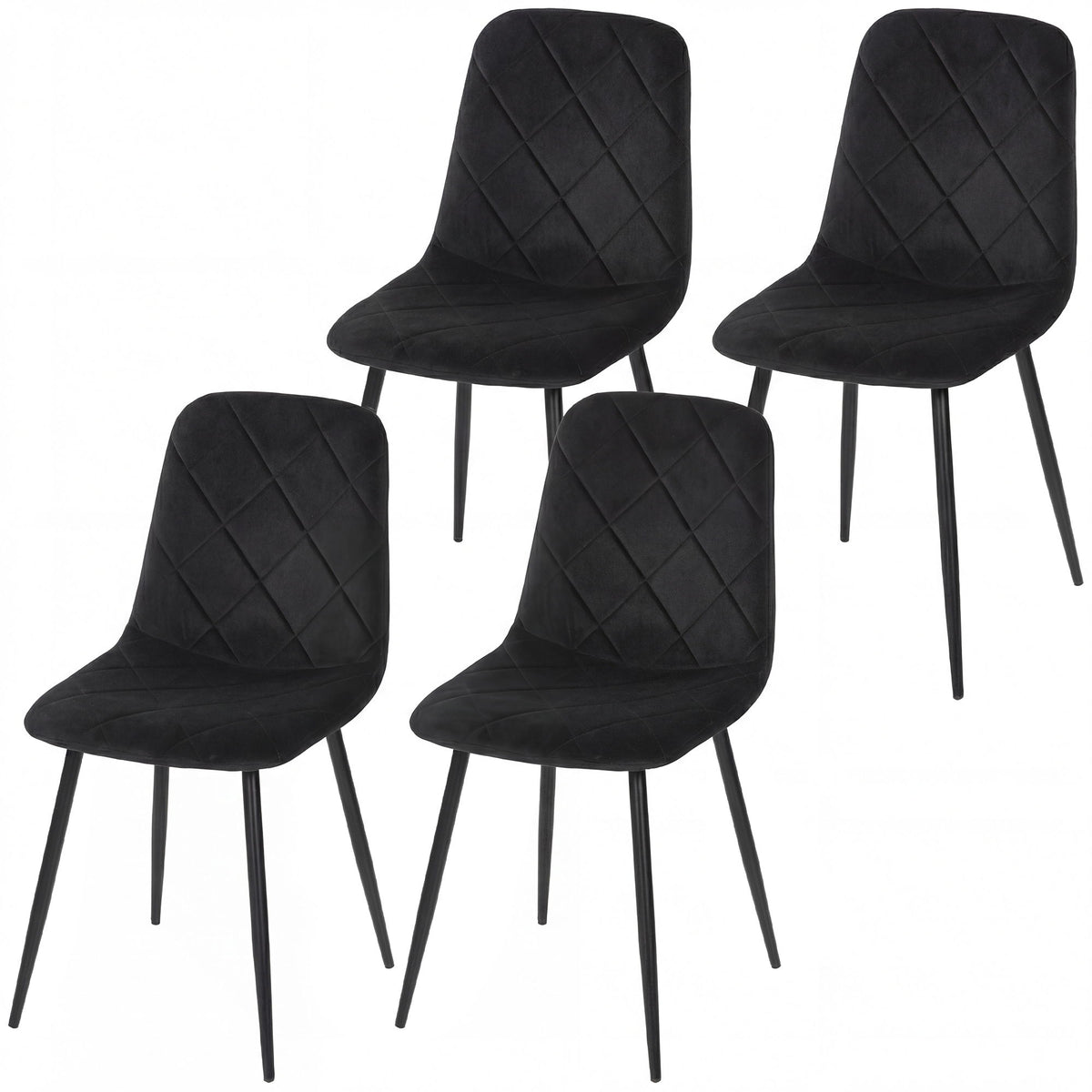 Dining Chairs Set of 4, Upholstered Dining Room Chairs with Steel Legs, Modern Kitchen Chair for Dining Room, Black