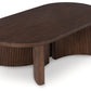 Korestone - Dark Brown - Oval Cocktail Table