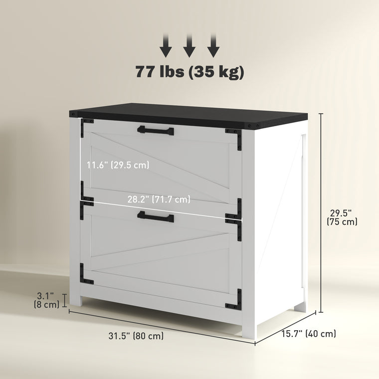 2-Drawer Farmhouse Filing Cabinet - White