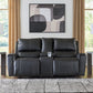 Glossmore - Reclining Loveseat With Console - Black
