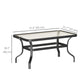 37" Patio Coffee Table with Tempered Glass Top, Outdoor Coffee Table with Metal Frame, Black