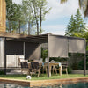 10' x 13' Outdoor Patio Pergola with Sliding Roof, LED Lights, Solar Powered for Garden, Lawn, Backyard, Dark Grey